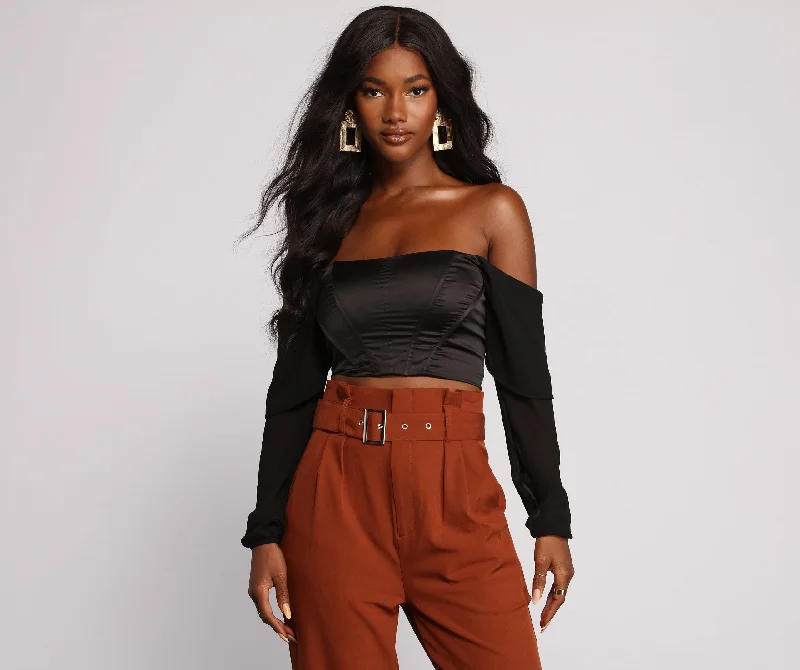 Today's Deal Sultry Satin Cropped Corset Top