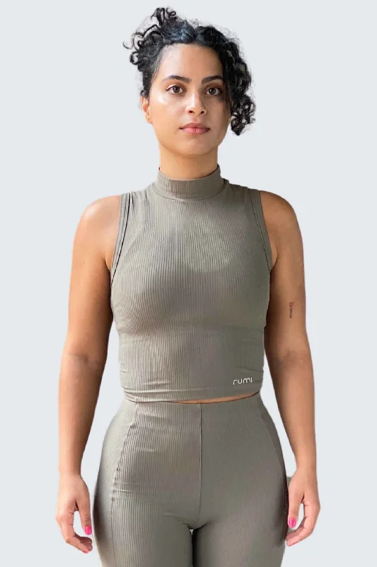 Cash Savings W SunRib Fit Tank Mock Neck - Wood