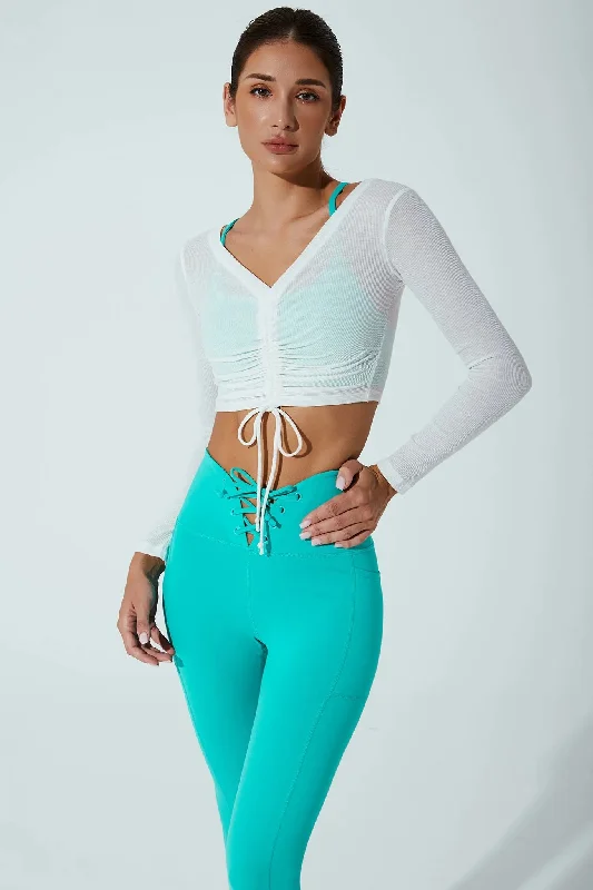 Weekend Deals That Please Helen Long Sleeve Drawstring - White