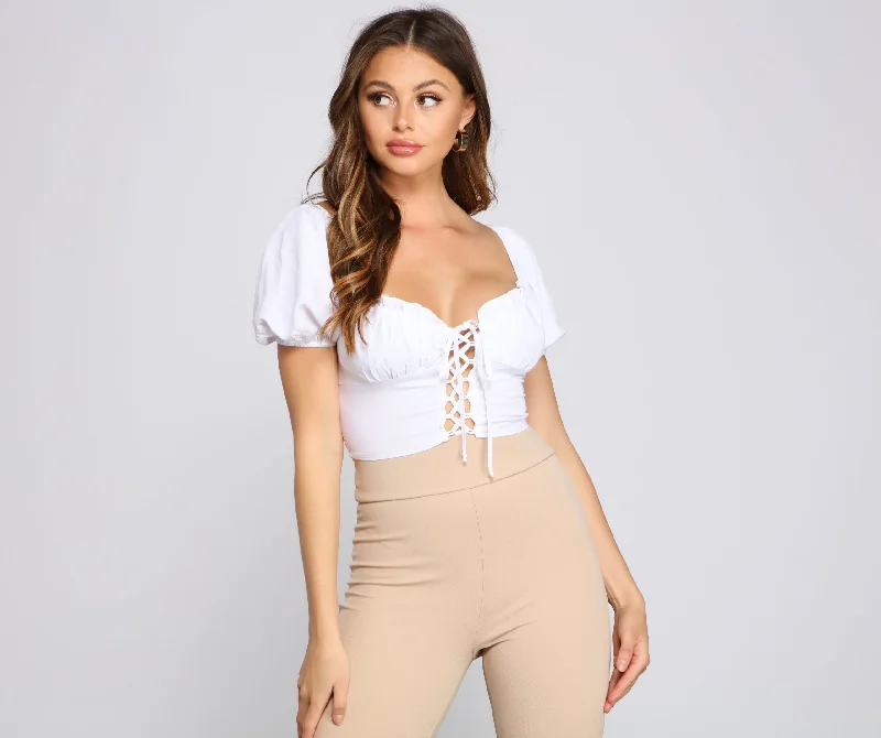Today Only Boho Chic Puff Sleeve Crop Top