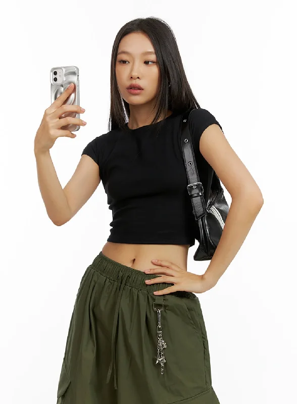 Weekend Deals to Make You Happy Basic Cotton Spice Crop Top IL409