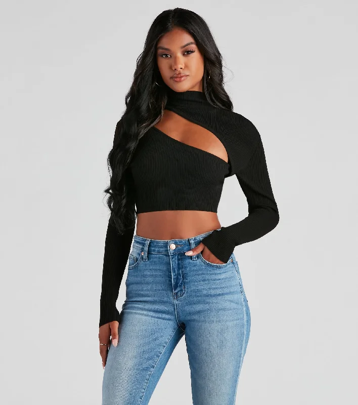 Shop Now Bold Beauty Ribbed Cutout Crop Top