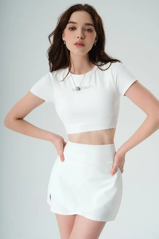 Closeout Deal All Day Short Sleeve Crop - White