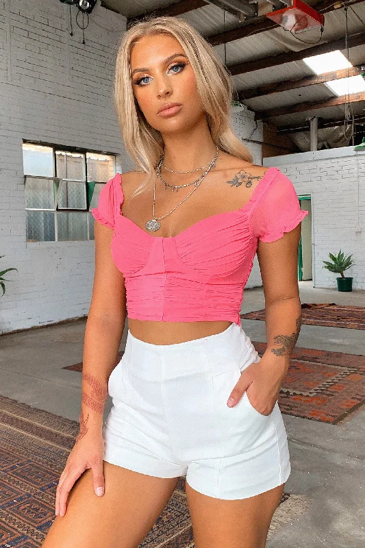 Early Bird Lynx Crop - Hot Pink