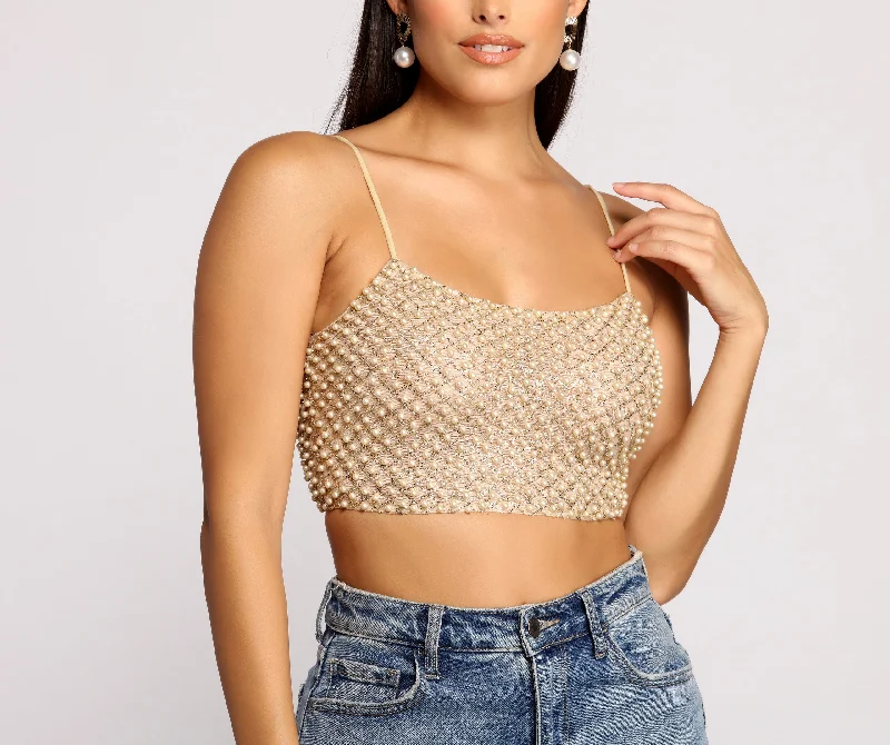 Weekend Discounts Worth Grabbing So Rare Pearl Embellished Crop Top