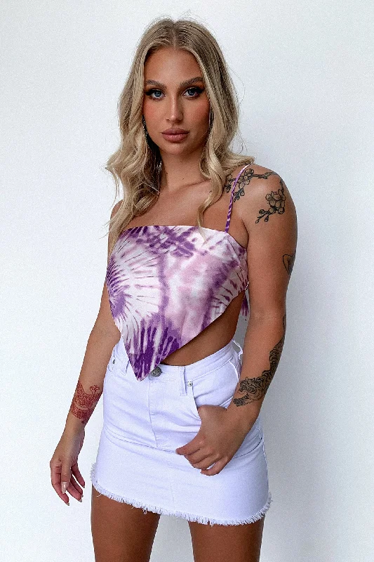 Weekend Bargains to Snag Anayanka Scarf Top - Purple Tie Dye
