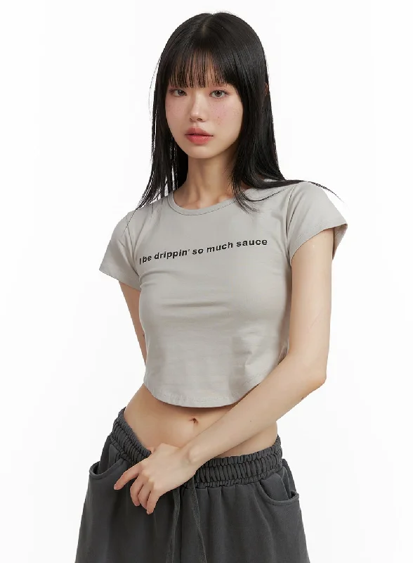 Weekend Savings Bonanza Graphic Lettering Crop Tee CL402