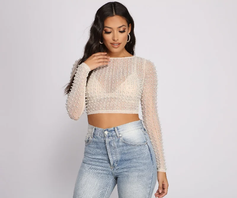 Quick Deals Luxe Girly Embroidered Crop Top