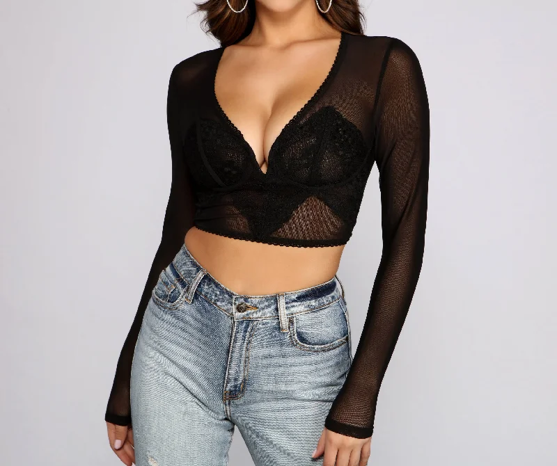 Weekend Discounts You Deserve Simply Stunning Sheer Mesh Crop Top