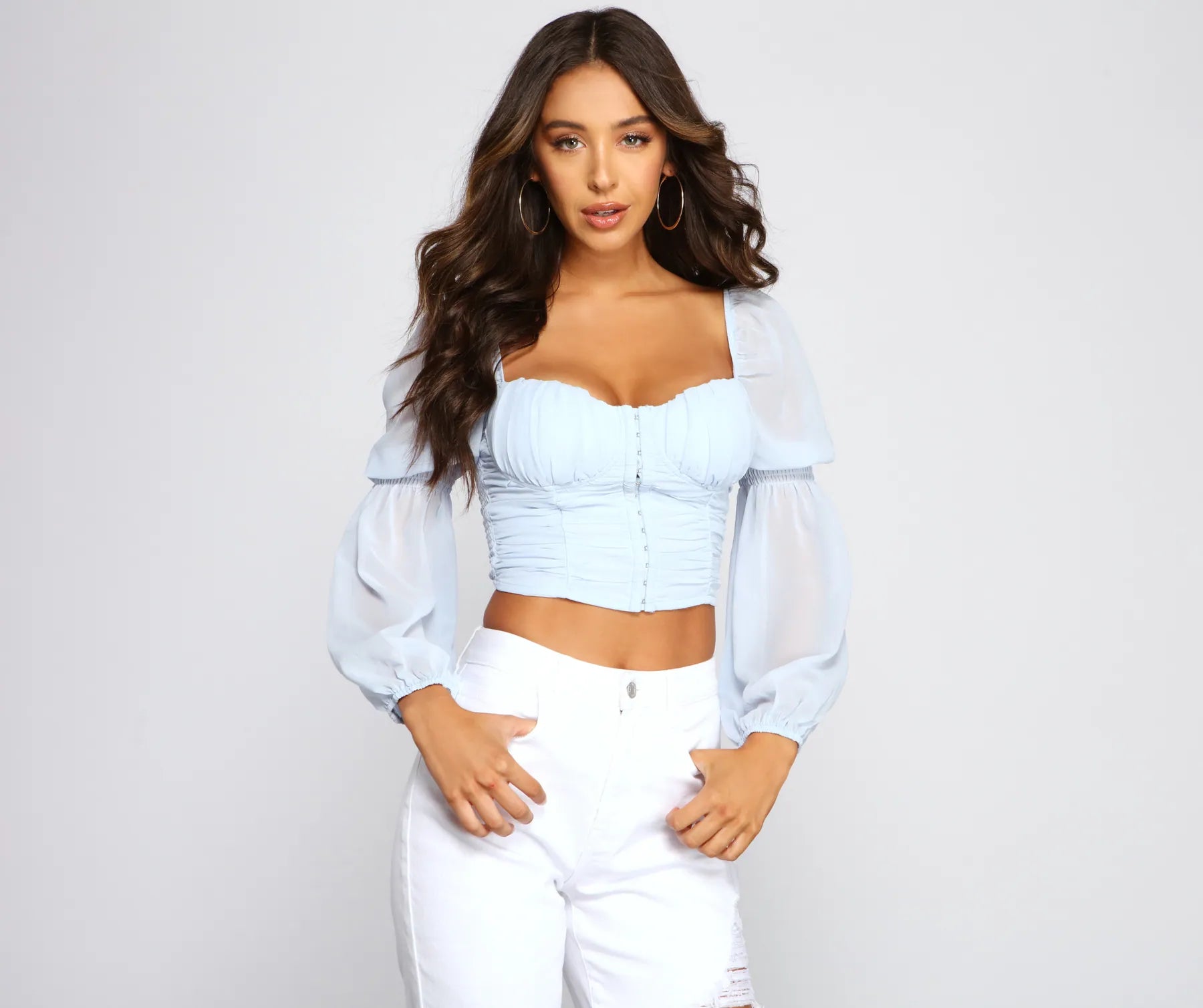 Super Deal Trendy Moment Ruched Corset Top