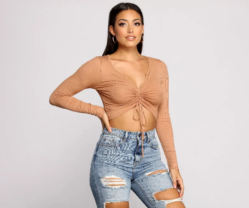 Weekend Savings Fiesta Draw Me In Ribbed Crop Top