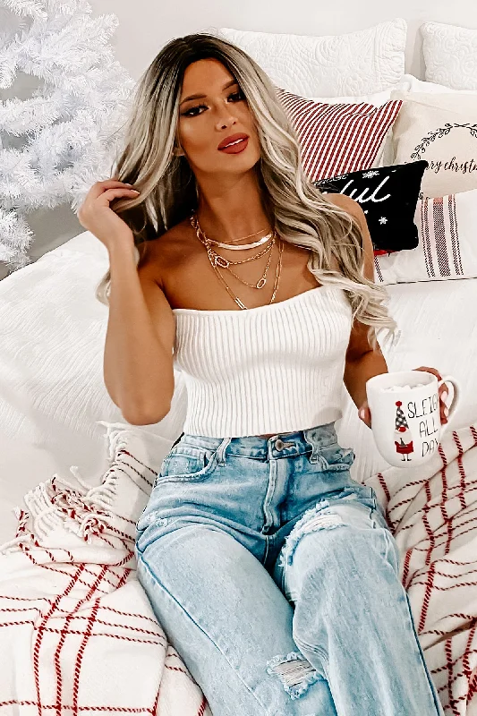 While Supplies Last Testing My Patience Sweater Knit Tube Top (Cream)