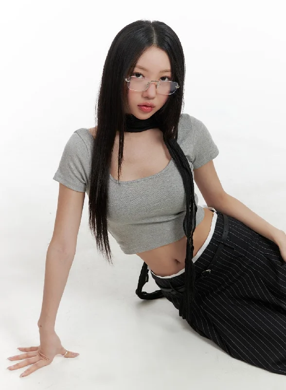 Weekend Deals You Can't Resist Square Neck Crop Top CA409