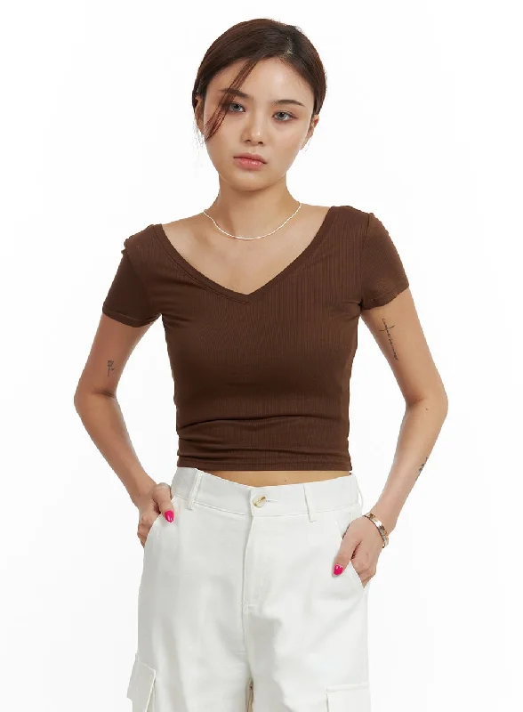 Super Bargain V-Neck Crop Top CU417