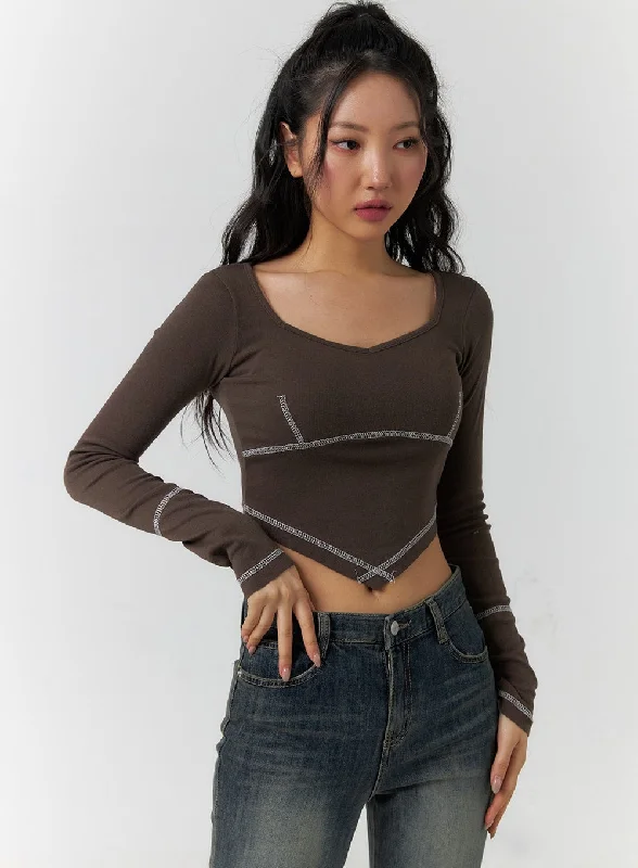 Super Bargain Long Sleeve Crop Top CF401