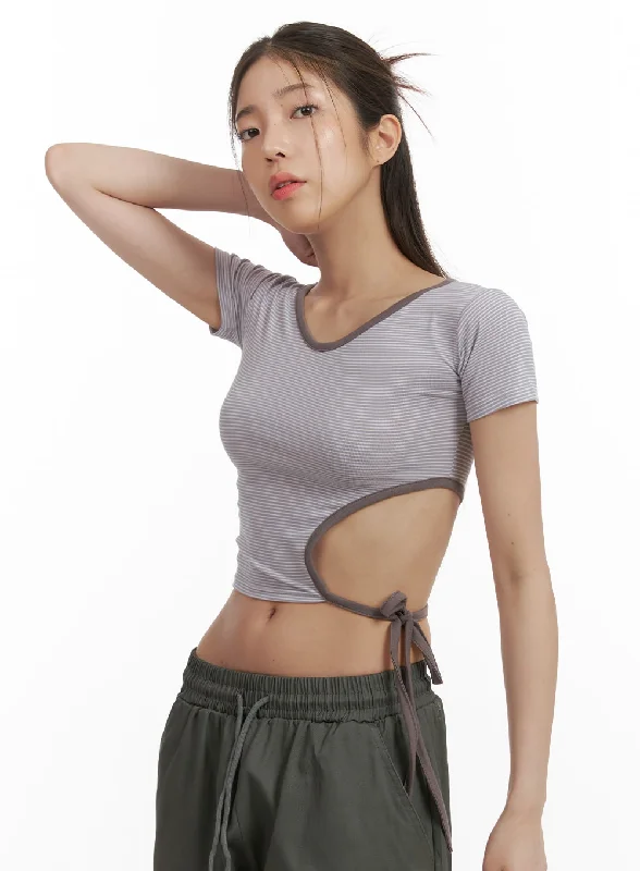 Weekend Deals You Can't Resist Side Cut Out Strap Crop Top OA429