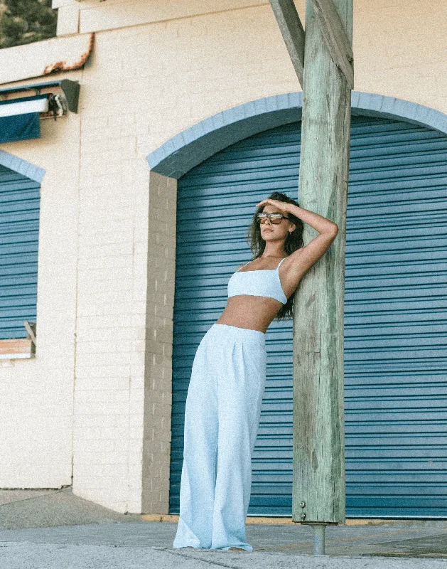 Midnight Madness Cairo Crop Top (Blue Linen)