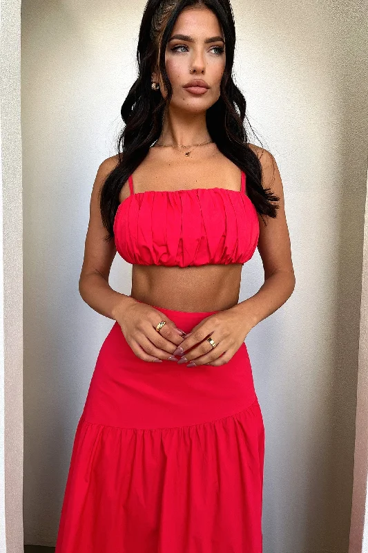 Pay Less Lateisha Crop - Red