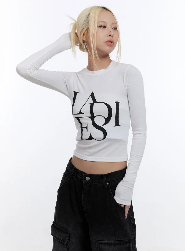 Can't Resist Round Neck Slim Fit Long Sleeve Crop Top CO423