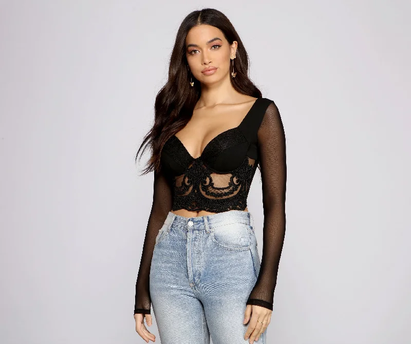 Act Now Such A Beauty Lace Detail Cropped Bustier