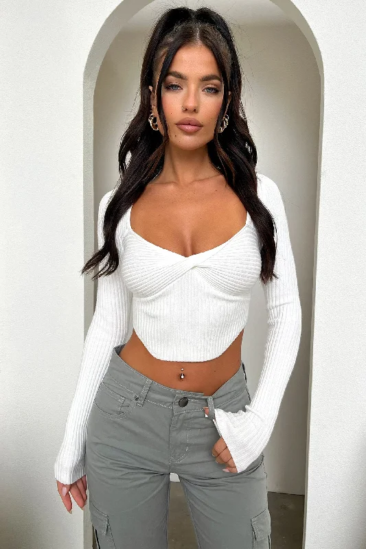 Quick Deals Beca Long Sleeve Knit - White