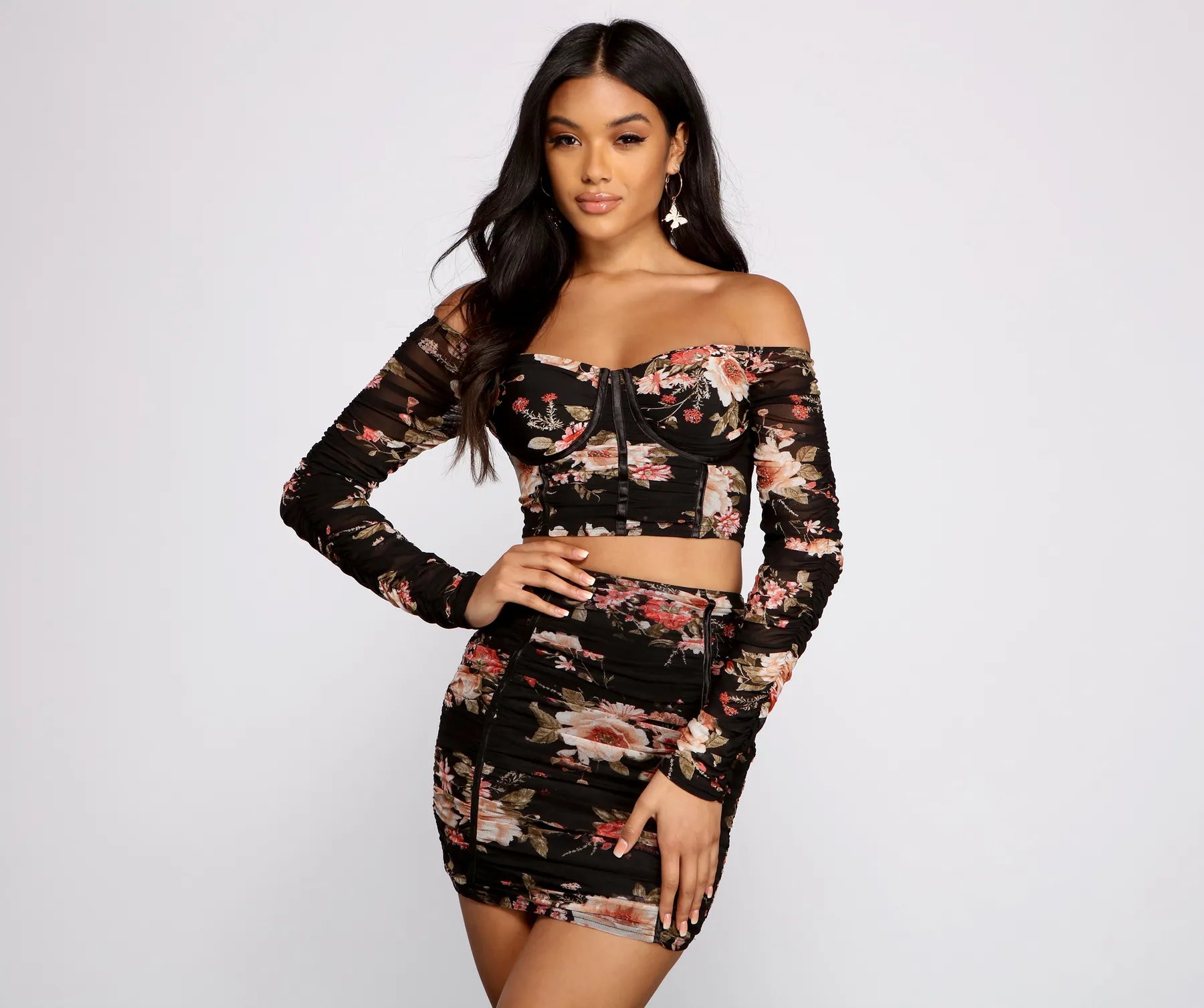 Weekend Deals That Amaze Floral Frenzy Ruched Cropped Bustier
