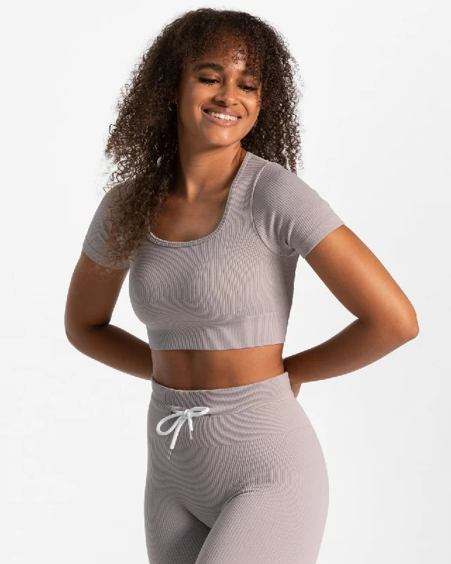 Sale Alert Ribbed Crop Top "Stone"