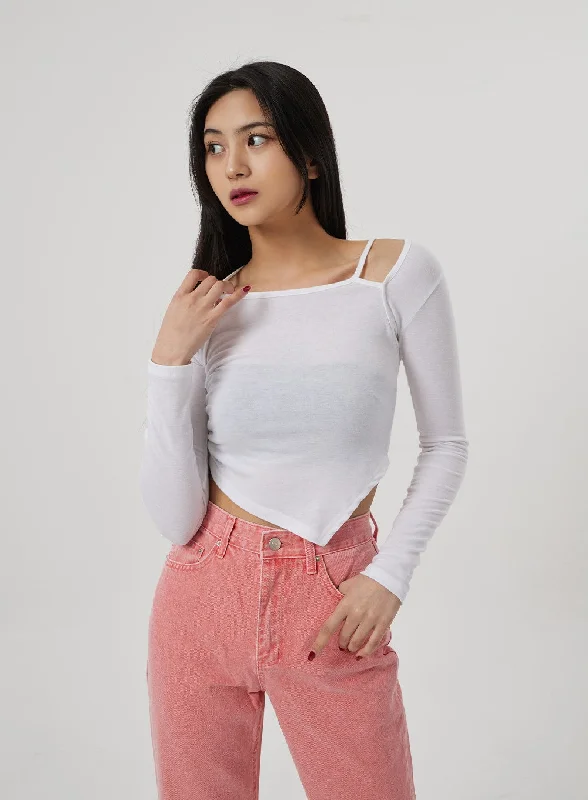 Half Price Unbalanced Hem Layered Top BF310