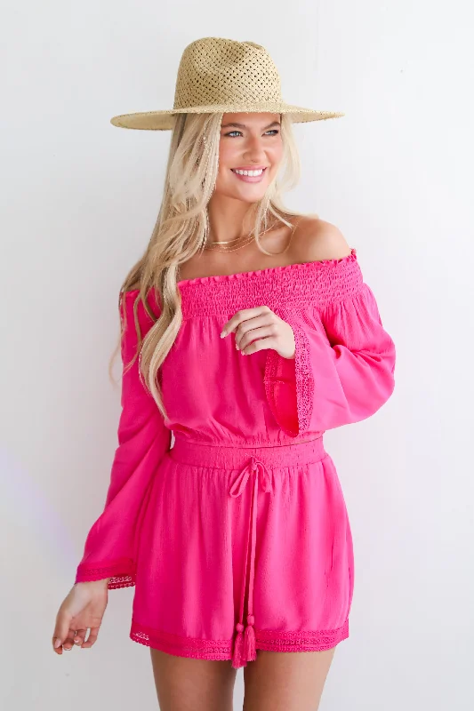 Weekend Specials to Indulge In FINAL SALE - Island Favorite Fuchsia Cropped Blouse - DU DEAL