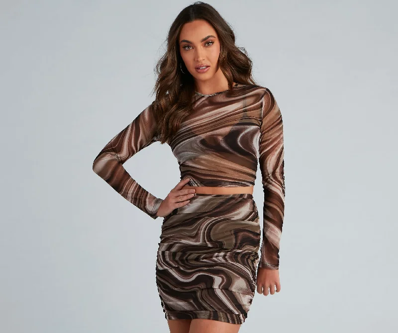 Weekend Deals That Excite Sweet Treat Swirl Mesh Crop Top