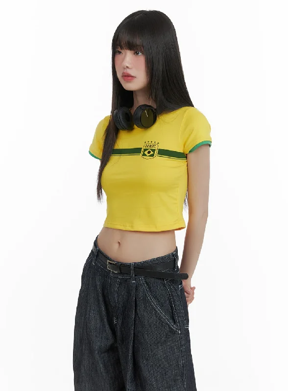 Weekend Offers That Shine Blokecore Graphic Crop Tee CA419