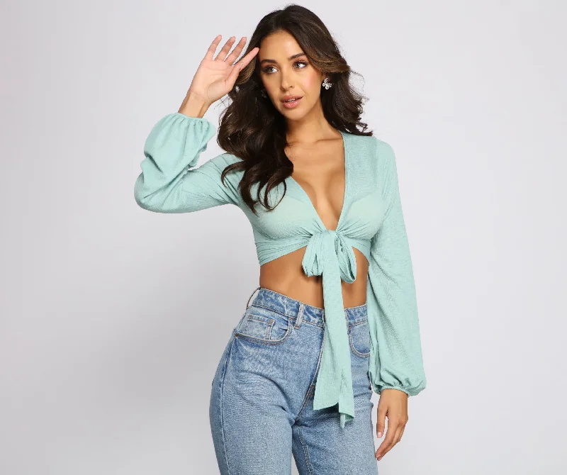 Massive Deal Back To Basics Tie Front Gauze Top