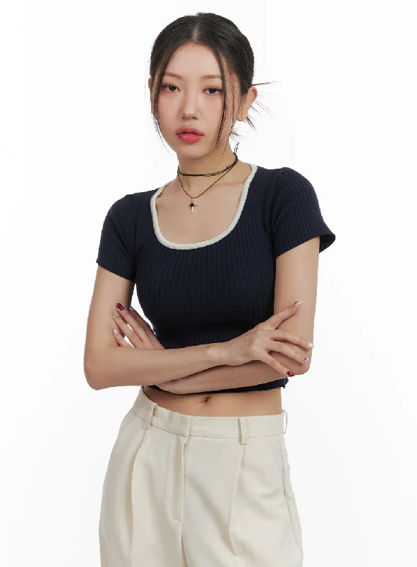 Lowest Price Solid U Neck Crop Top OA416