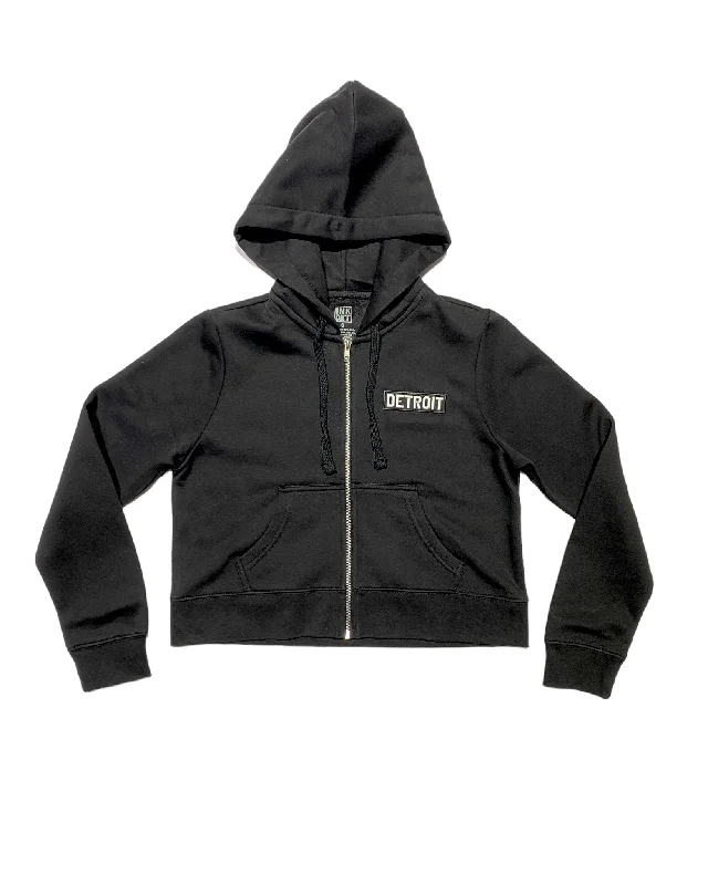 Weekend Offers That Thrill Ink Detroit- Crop Zip Up Hoodie - Black