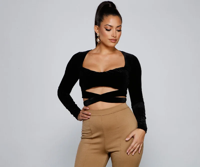 Weekend Deals to Make You Happy A Trendy Look Velvet Crop Top