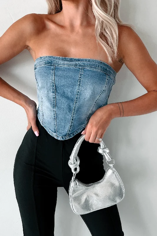Weekend Savings Sensation Brooklyn Baddie Denim Tube Top (Blue)