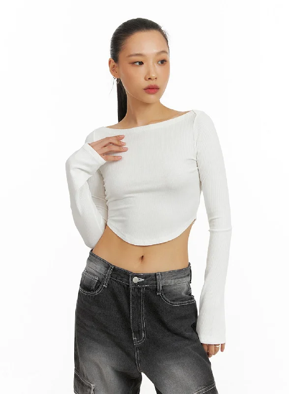Act Now Boat Neck Crop Tee IA417