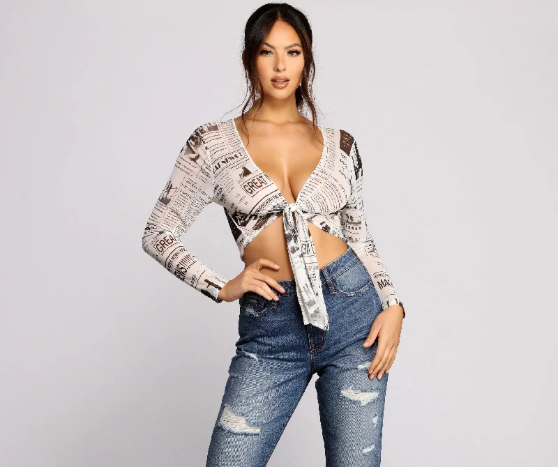 Time-Limited Offer Miss Extra Mesh Tie Front Top