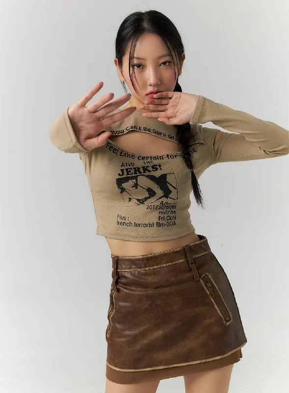 Weekend Bargains to Relish Graphic Cut-Out Crop Tee CD307