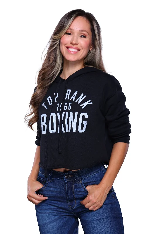Weekend Deals That Dazzle Black Top Rank Women's Crop Top Hoodie