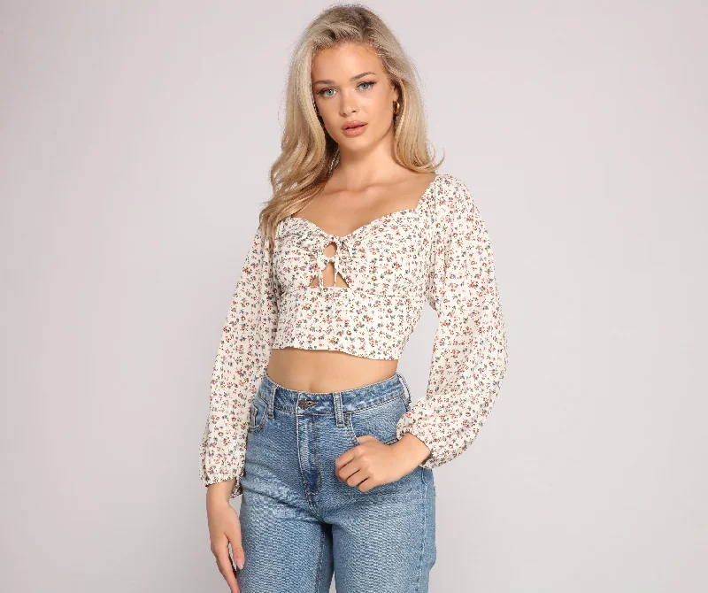 Reduced Rates Cover Me In Florals O-Ring Crop Top