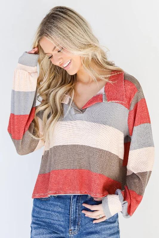 Sale Event You Belong Here Striped Collared Top