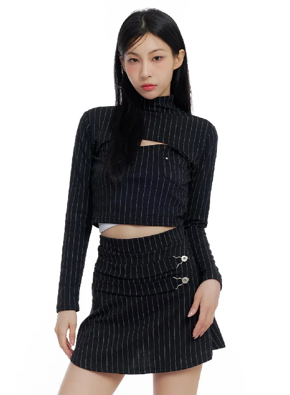 Weekend Savings Bonanza Striped Cut-Out Crop Top CO426