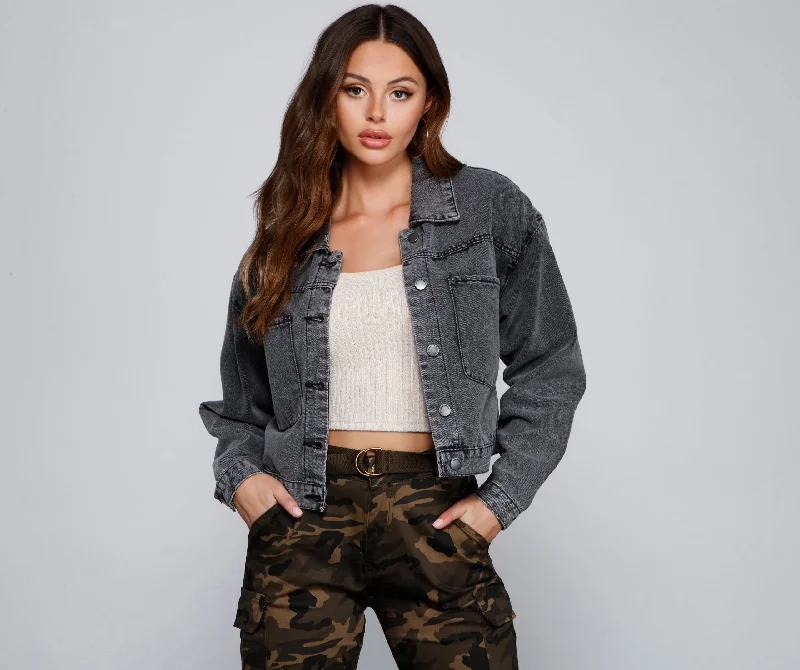 Special Price Trendy Moment Oversized Cropped Denim Jacket