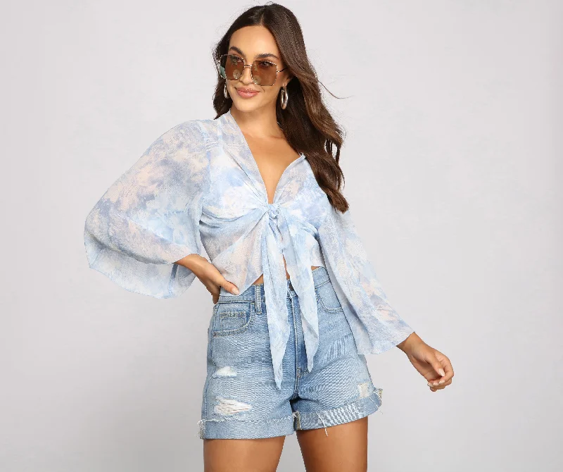 Weekend Bargains Galore Totally Chic Tie Dye Tie Front Top