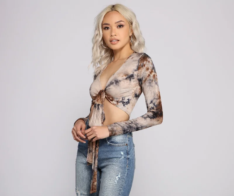 Weekend Bargains to Cherish Tie Dye Wrap Crop Top