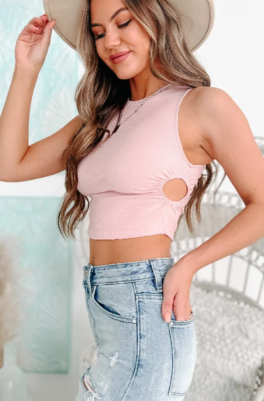 Best Choice Cut-Out Cutie Ribbed Cut-Out Tank Top (Dusty Pink)