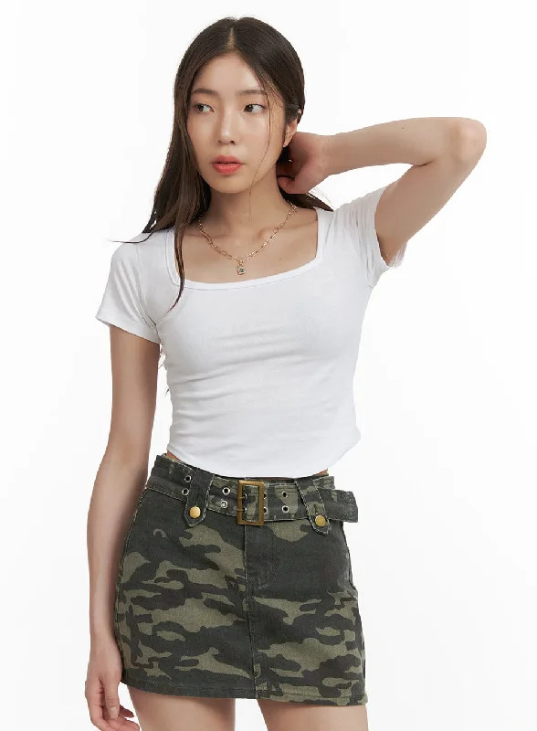 Mega Sale Square-Neck Crop Top CY416