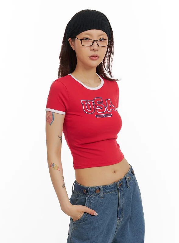 The Best Deal Contrast Graphic Crop Top IY410