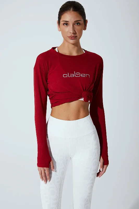 Special Price Emmy Long Sleeves Top - Savvy Red